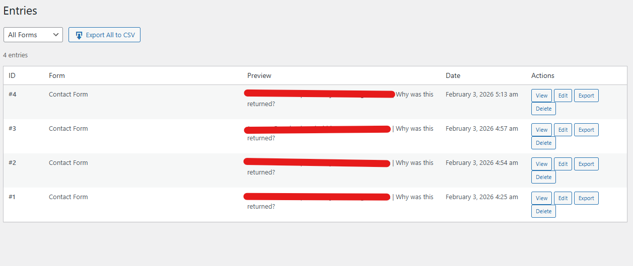 FormForge Pro Entries Management