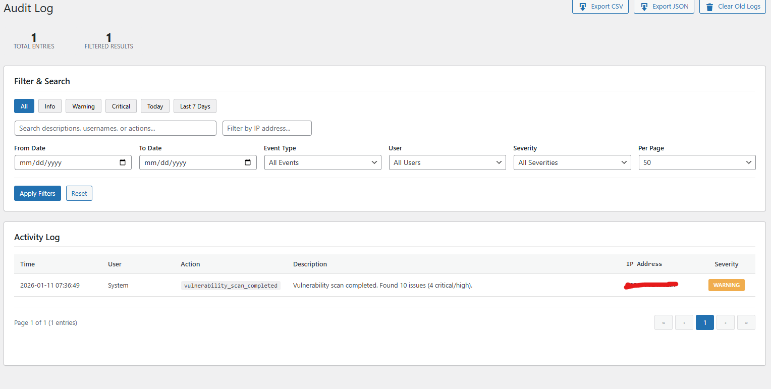 GuardPress Pro Activity Log