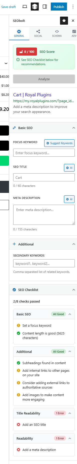 SEObolt Gutenberg Sidebar Panel - 4-Tab SEO Interface