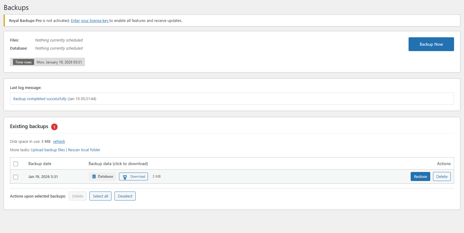 SiteVault Pro - Restore