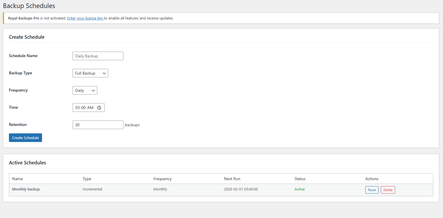 SiteVault Pro Incremental Backups