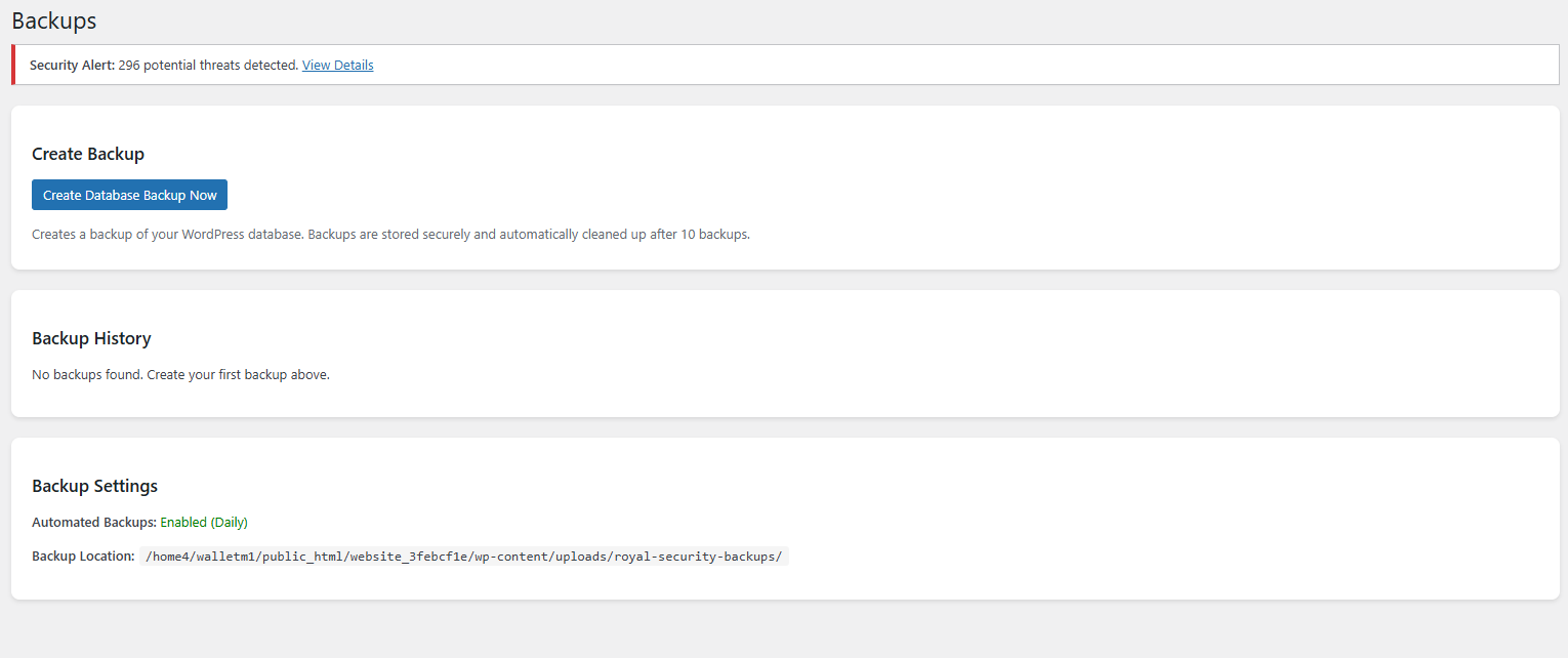 GuardPress Pro Database Backups