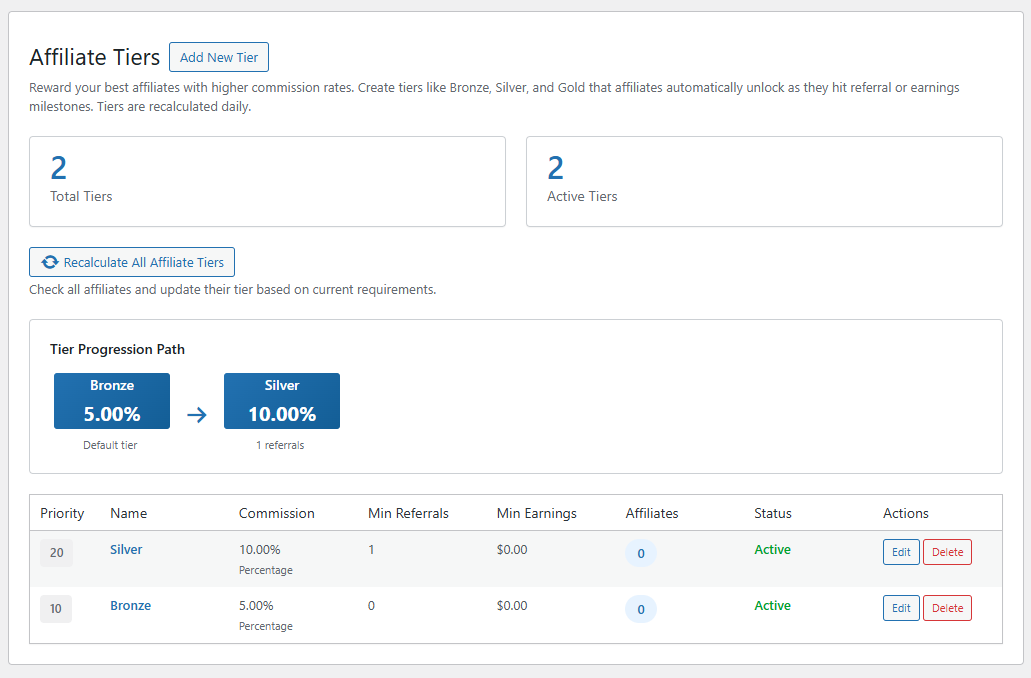 Tiered Commission Configuration